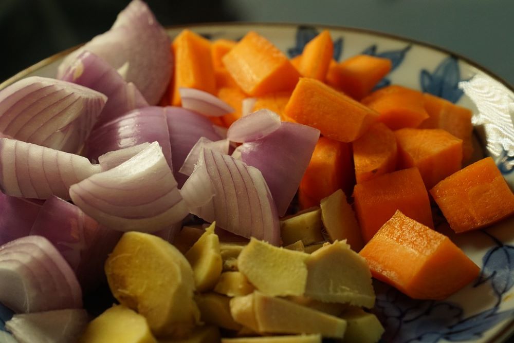 dicing vegetables