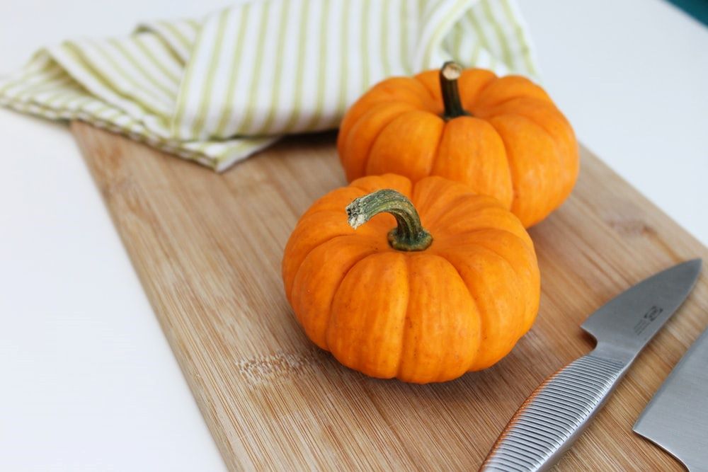 pumpkin on chopping board