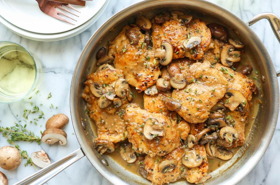 Skillet mushroom chicken thighs