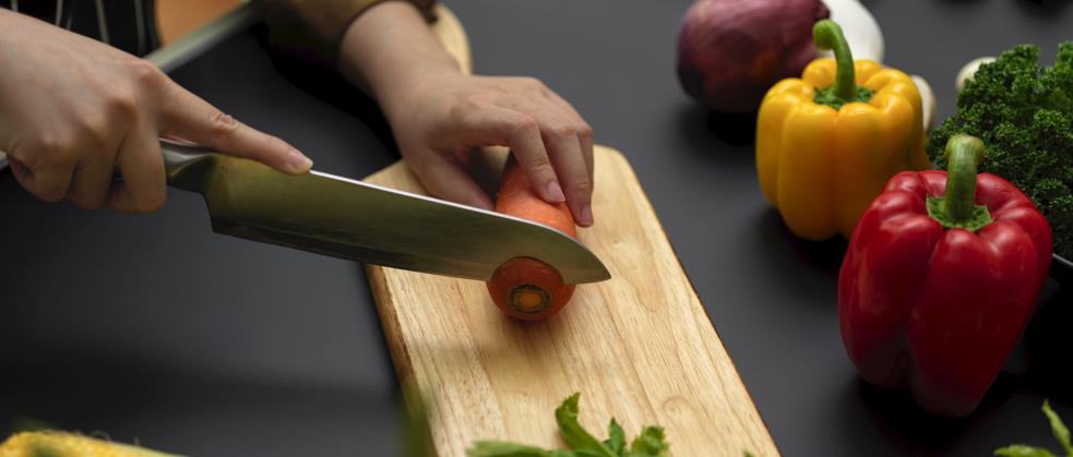 Chef knife cutting 