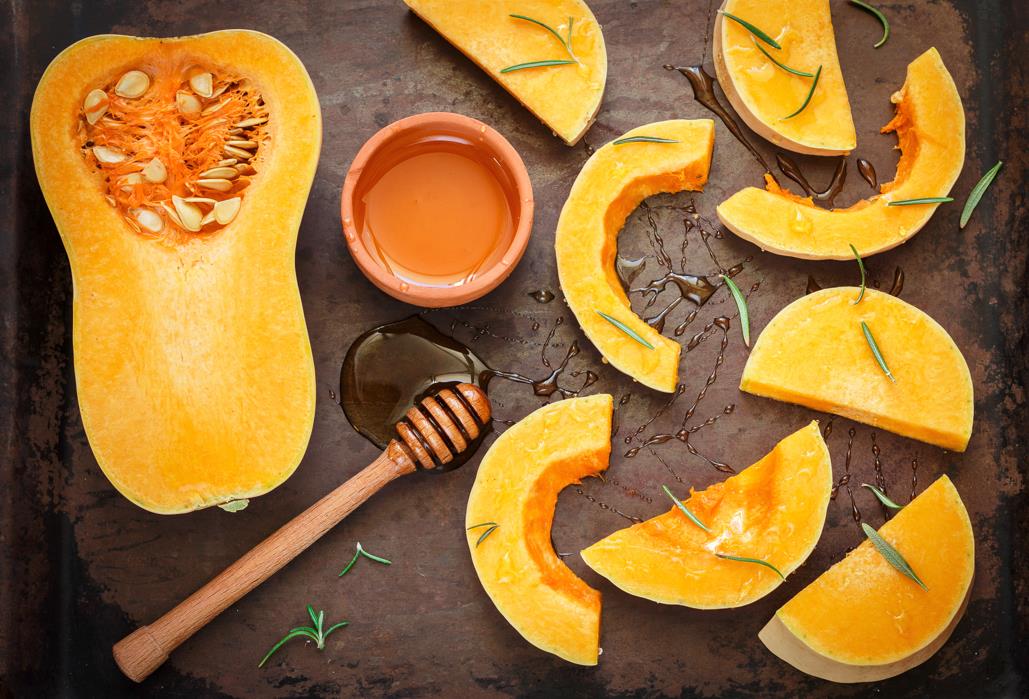 Cut butternut squash into slices