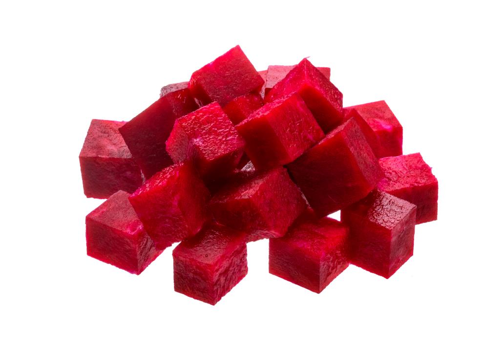 Cutting beet into cubes 