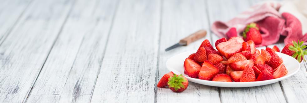 Cutting strawberries