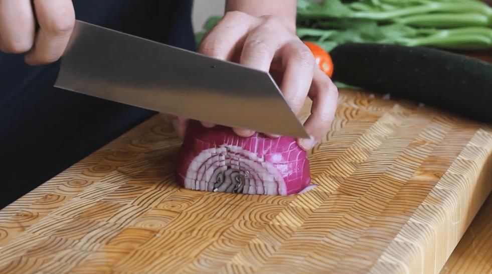 Cutting with a bunka knife