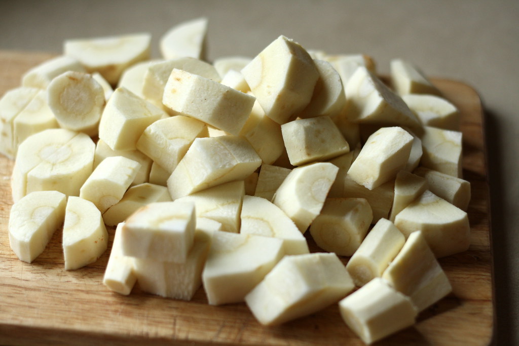 Diced parsnips