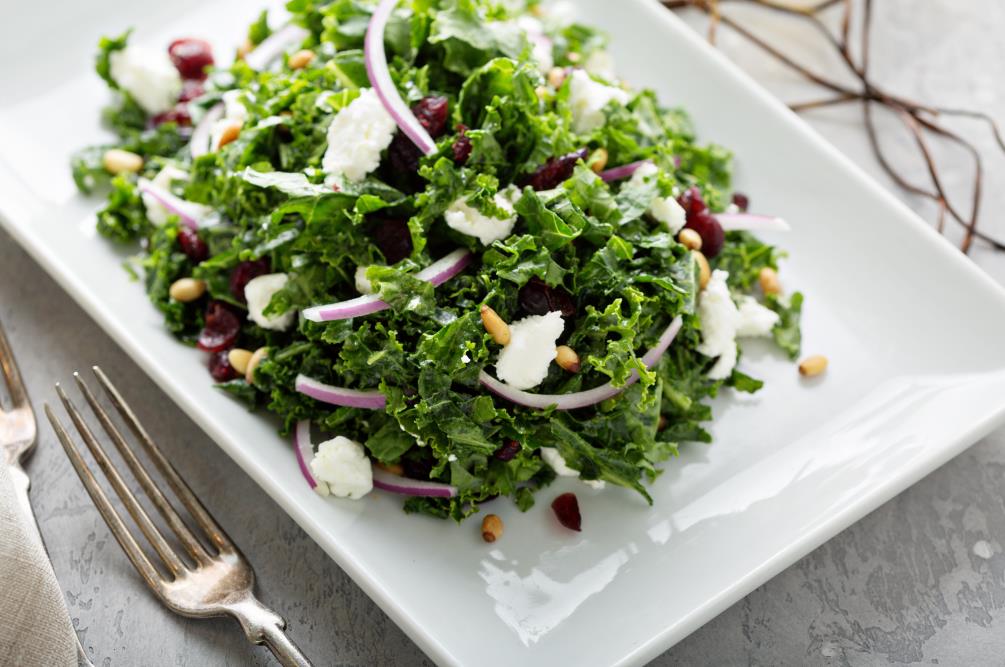 Chiffonade cut kale salad 