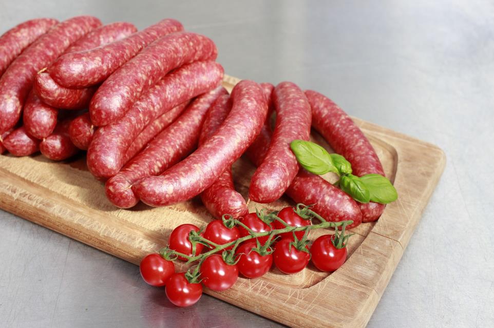 Sausages on standard size cutting board