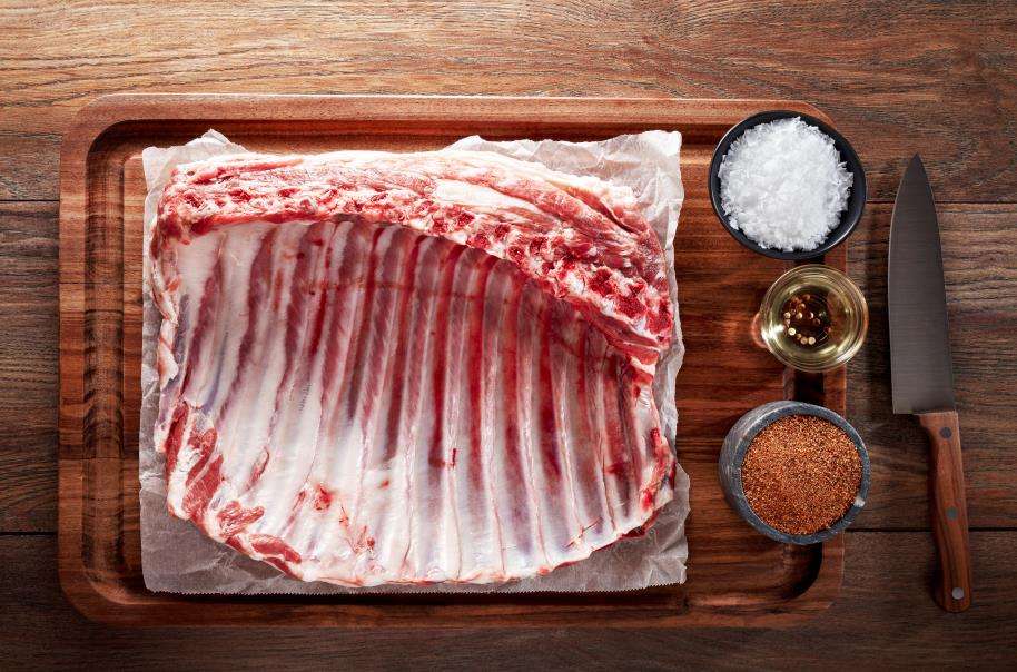 Raw rib of a lamb
