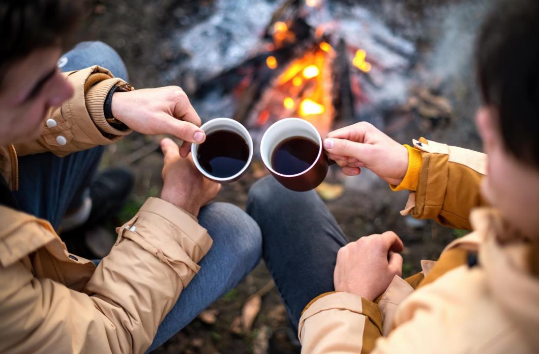 images of campers enjoying coffees