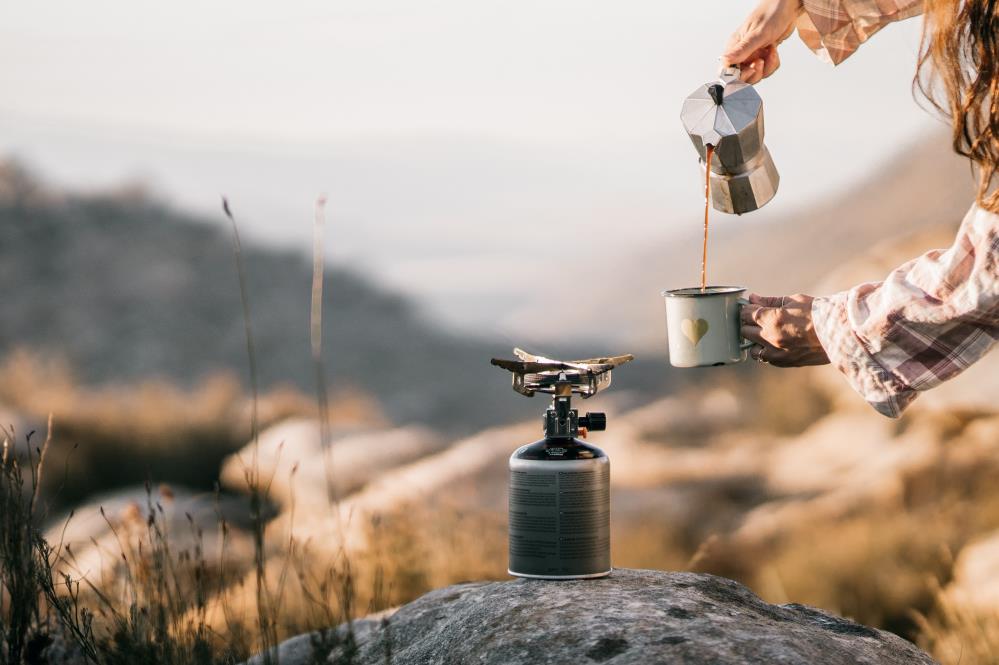 bringing camping stove and grill to make drinks